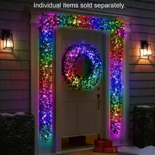 Christmas-the light show holiday trim wreath