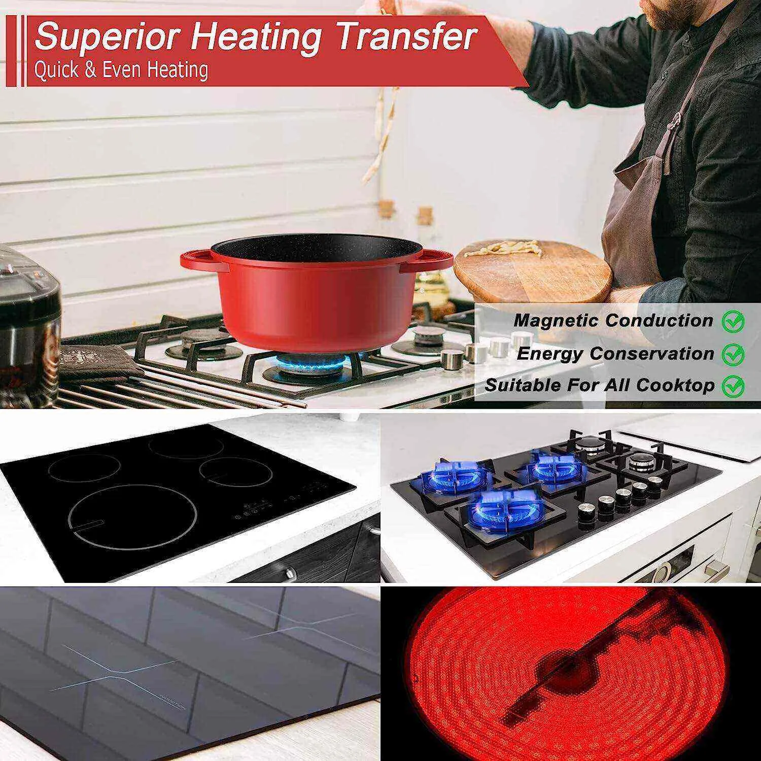 Juego de ollas y sartenes, imarku Juego de utensilios de cocina de 16 piezas Revestimiento de granito antiadherente, Utensilios de cocina de inducción fáciles de limpiar, Juego de sartenes con mango que se mantiene fresco, Utensilios de cocina 2023 R