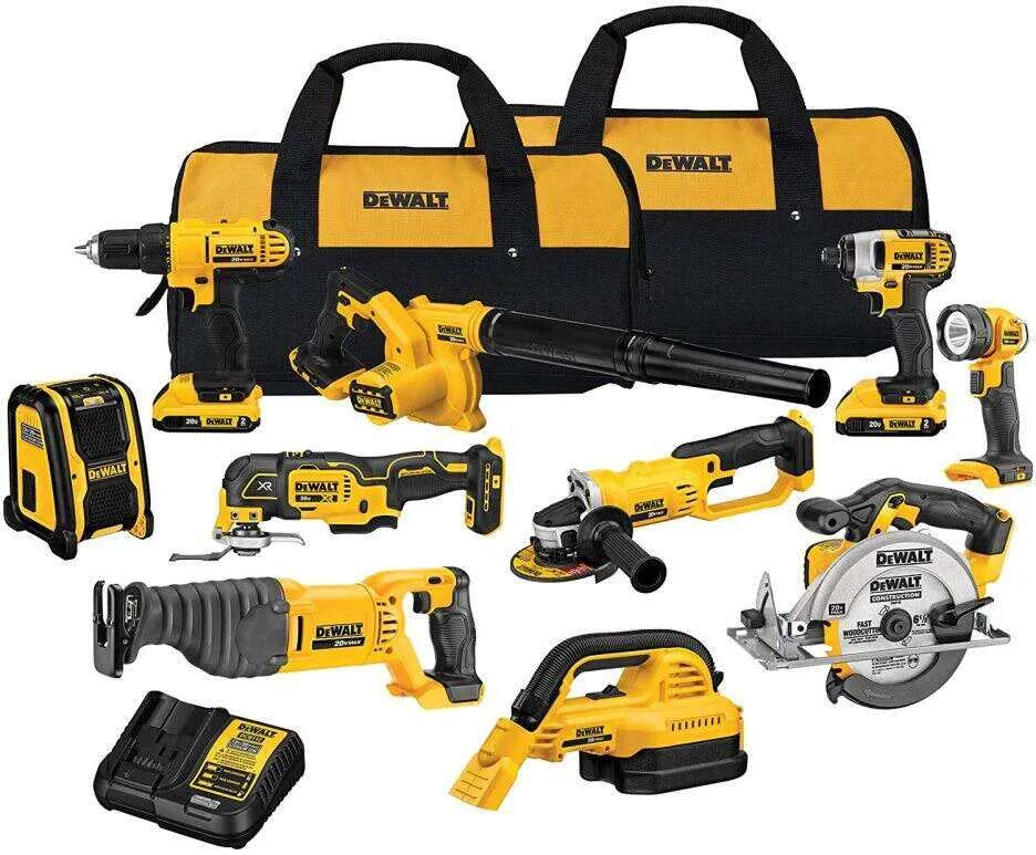 Kit combinado de taladro inalámbrico DEWALT 20V Max, 10 herramientas (DCK1020D2)