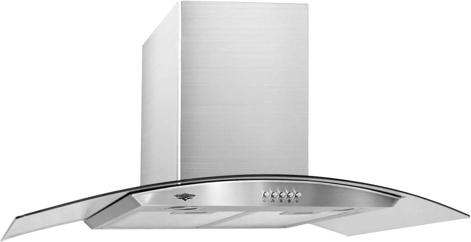 RACK & PACK Campana de Cocina para Pared Extractora Cristal Templado y Acero Inoxidable de 90 cm con Filtro Metalico Lavable 3 Velocidades Iluminacion 3 Luces LED Campanas de Cocina Extractor