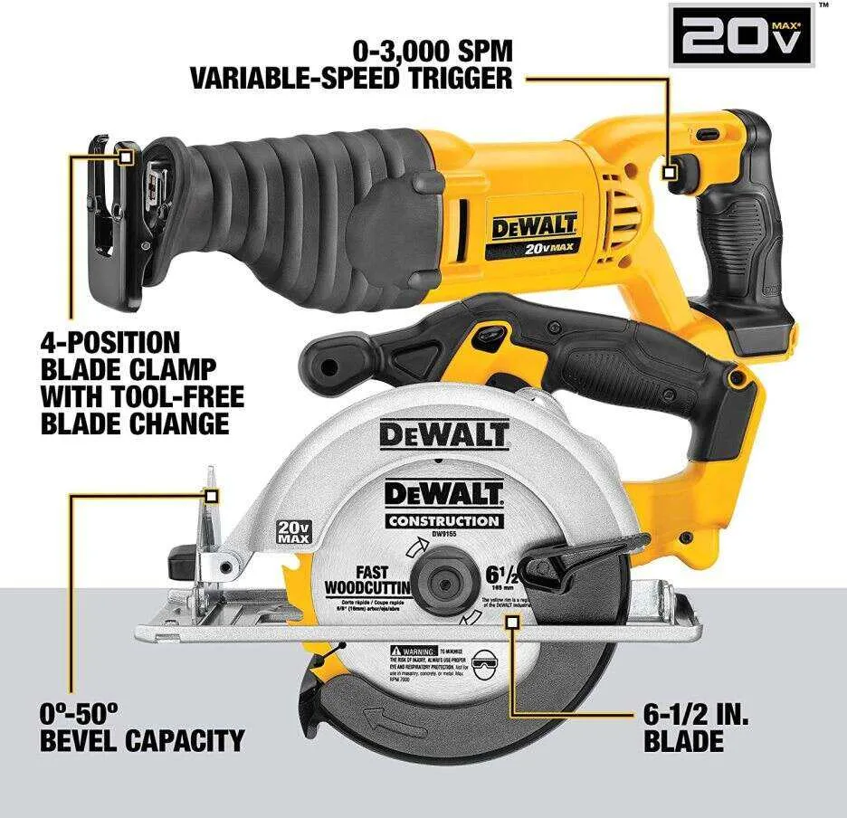 Kit combinado de taladro inalámbrico DEWALT 20V Max, 10 herramientas (DCK1020D2)