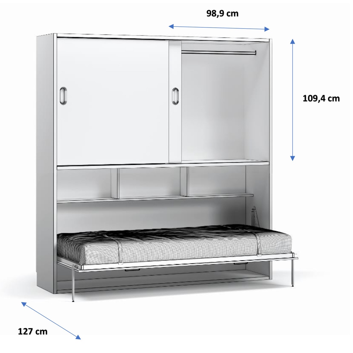 Cama individual abatible horizontal con armario de puertas correderas Noel El Corte Inglés