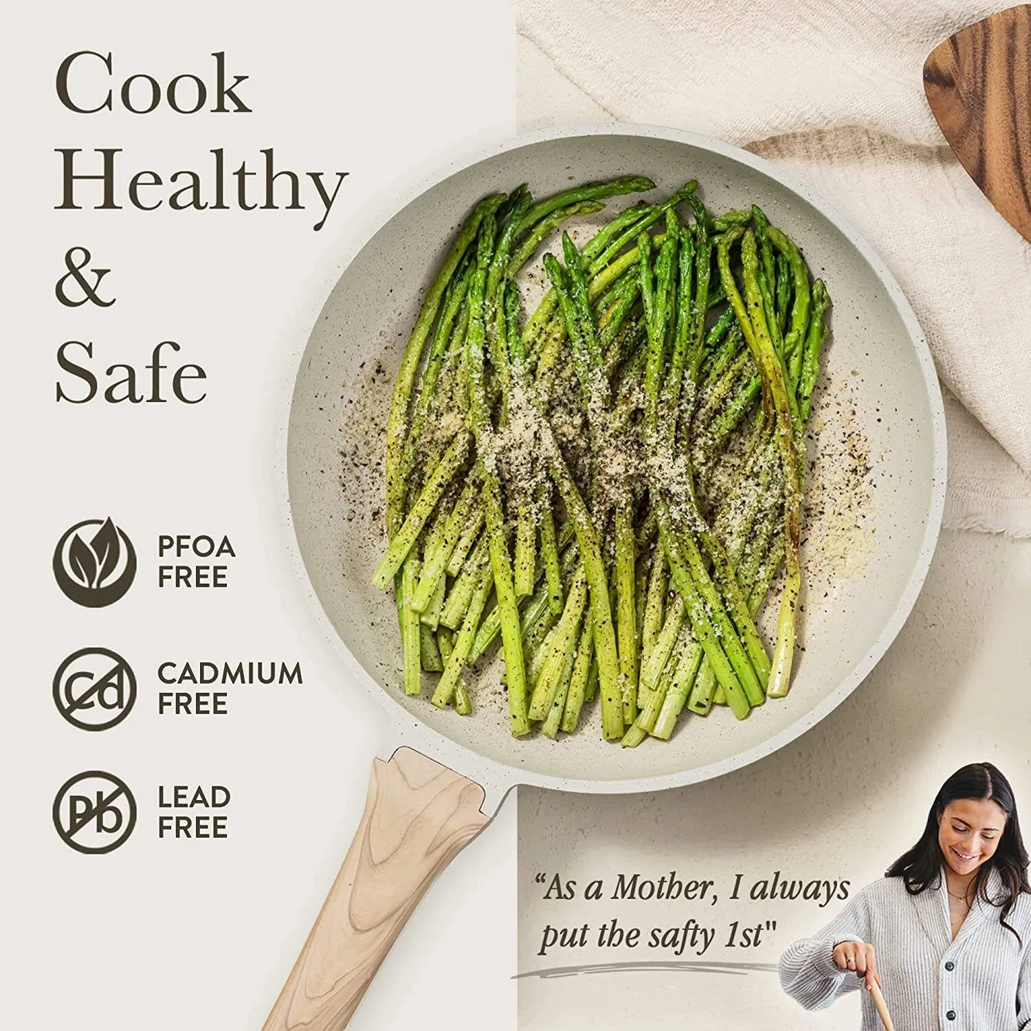 Pots and Pans Set Nonstick. White Granite Induction Kitchen Cookware Sets. 10 Pcs Non Stick Cooking Set w/Frying Pans & Saucepans(PFOS. PFOA Free)