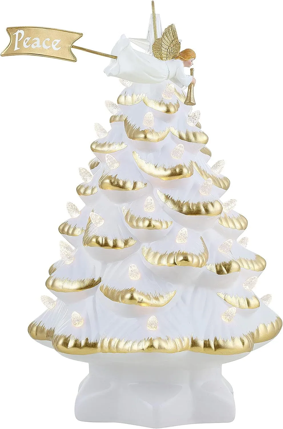 Mr. Christmas Nostalgic Ceramic Christmas Tree with LED, 14 Inches, Santa & Reindeer