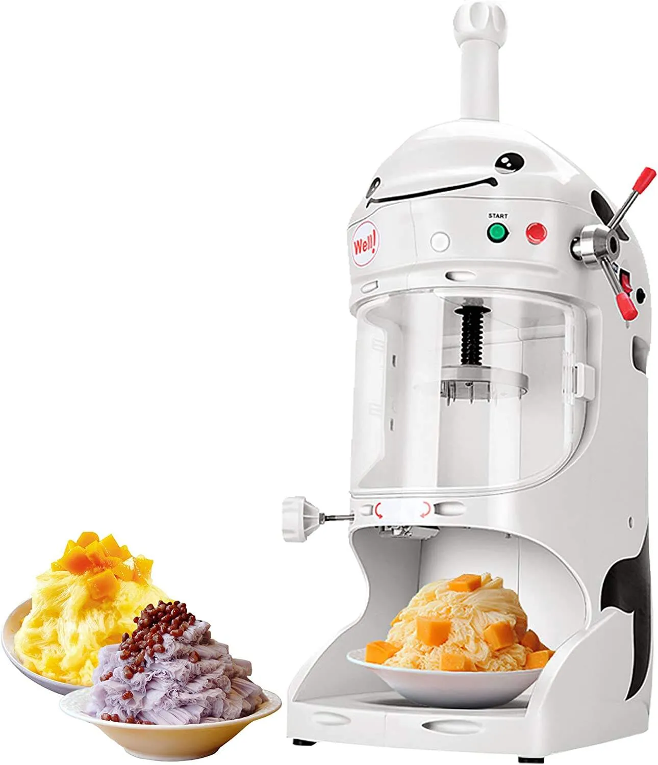 Máquina cortadora de hielo de 90 kg/h. máquina comercial de granizado de hielo con conos de nieve de 350 W. máquina eléctrica para hacer conos de nieve para bares de restaurantes. CE/FCC