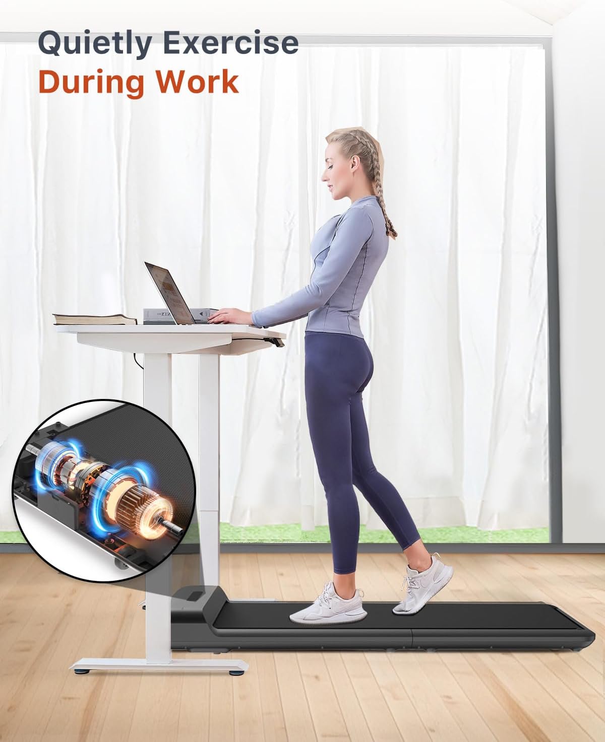 C2 Almohadilla para Caminar Plegable, Cinta de Correr Debajo del Escritorio para el hogar/Oficina, Cinta de Correr portátil Máquina para Correr para Caminar Ultradelgada Pantalla LED con Control Remoto