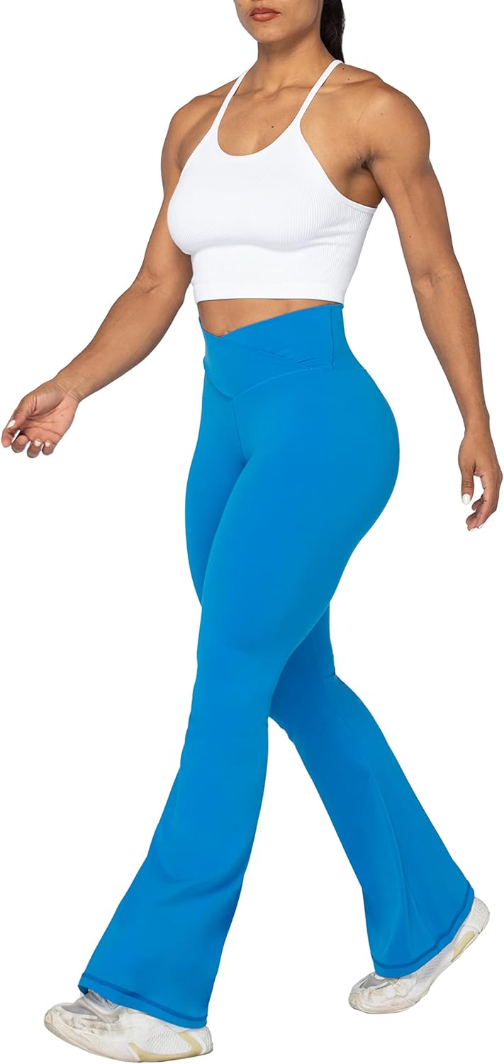 Sunzel Leggings Acampanados, Pantalones de Yoga Cruzados con Control de Abdomen, Cintura Alta y Pierna Ancha