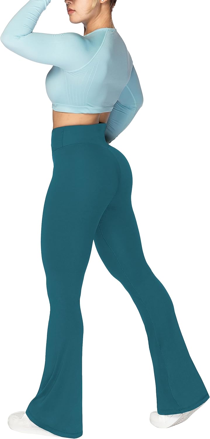 Sunzel Leggings Acampanados, Pantalones de Yoga Cruzados con Control de Abdomen, Cintura Alta y Pierna Ancha