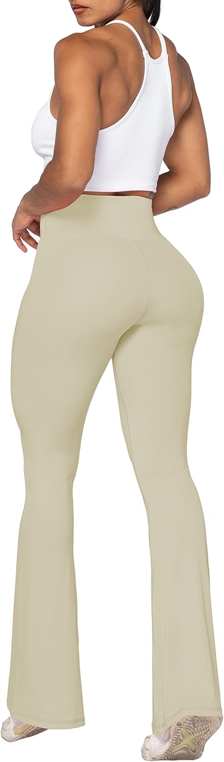 Sunzel Leggings Acampanados, Pantalones de Yoga Cruzados con Control de Abdomen, Cintura Alta y Pierna Ancha