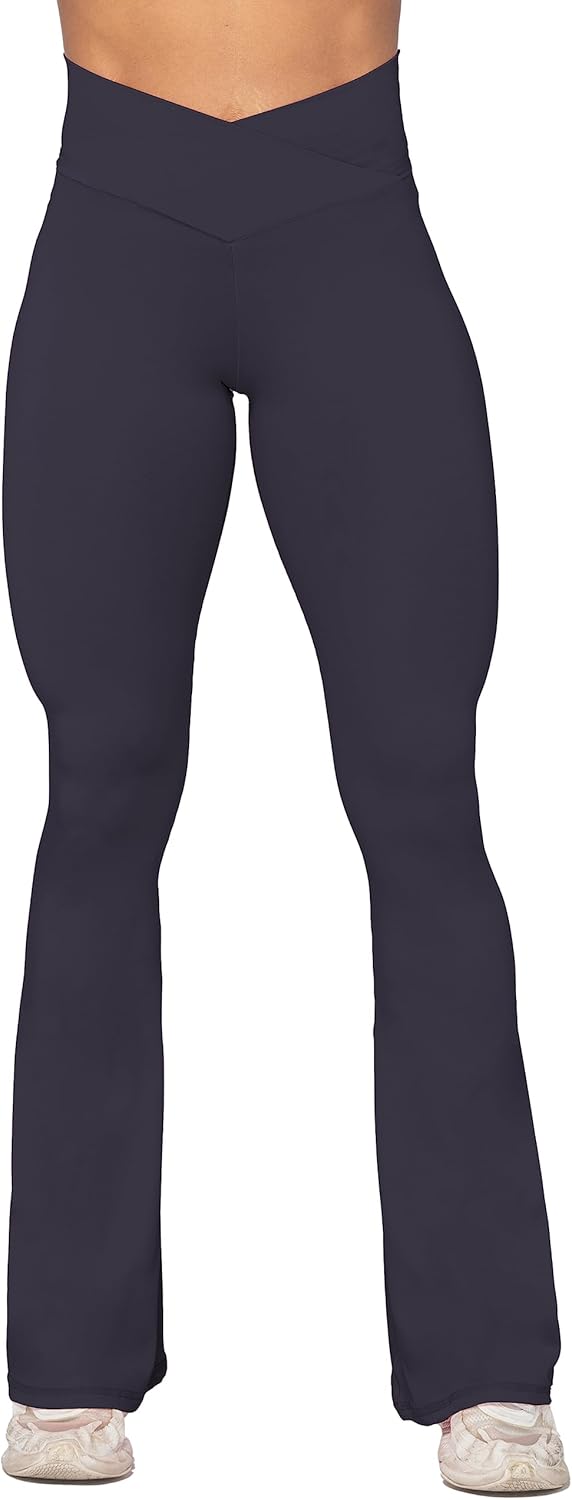 Sunzel Leggings Acampanados, Pantalones de Yoga Cruzados con Control de Abdomen, Cintura Alta y Pierna Ancha