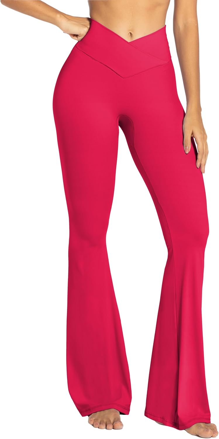 Sunzel Leggings Acampanados, Pantalones de Yoga Cruzados con Control de Abdomen, Cintura Alta y Pierna Ancha