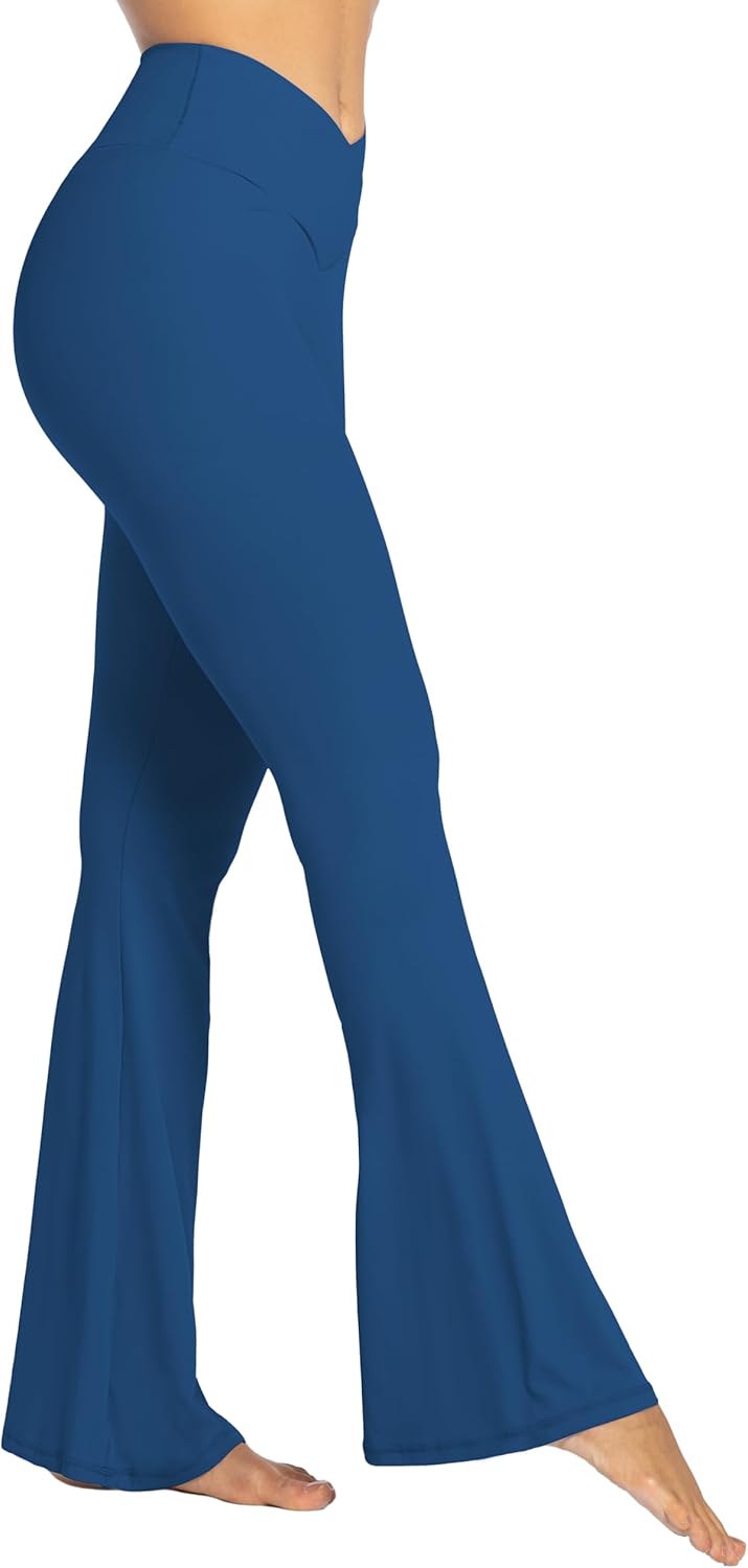 Sunzel Leggings Acampanados, Pantalones de Yoga Cruzados con Control de Abdomen, Cintura Alta y Pierna Ancha