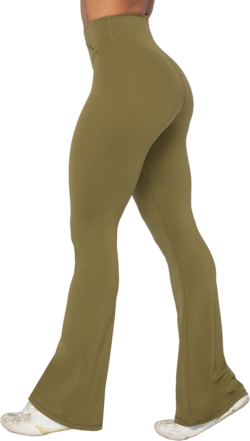 Sunzel Leggings Acampanados, Pantalones de Yoga Cruzados con Control de Abdomen, Cintura Alta y Pierna Ancha