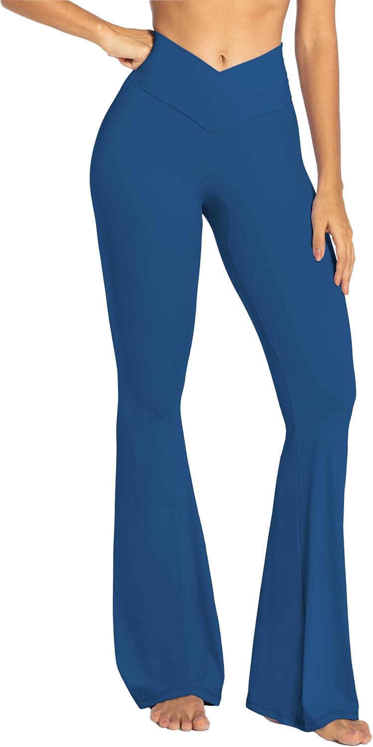 Sunzel Leggings Acampanados, Pantalones de Yoga Cruzados con Control de Abdomen, Cintura Alta y Pierna Ancha