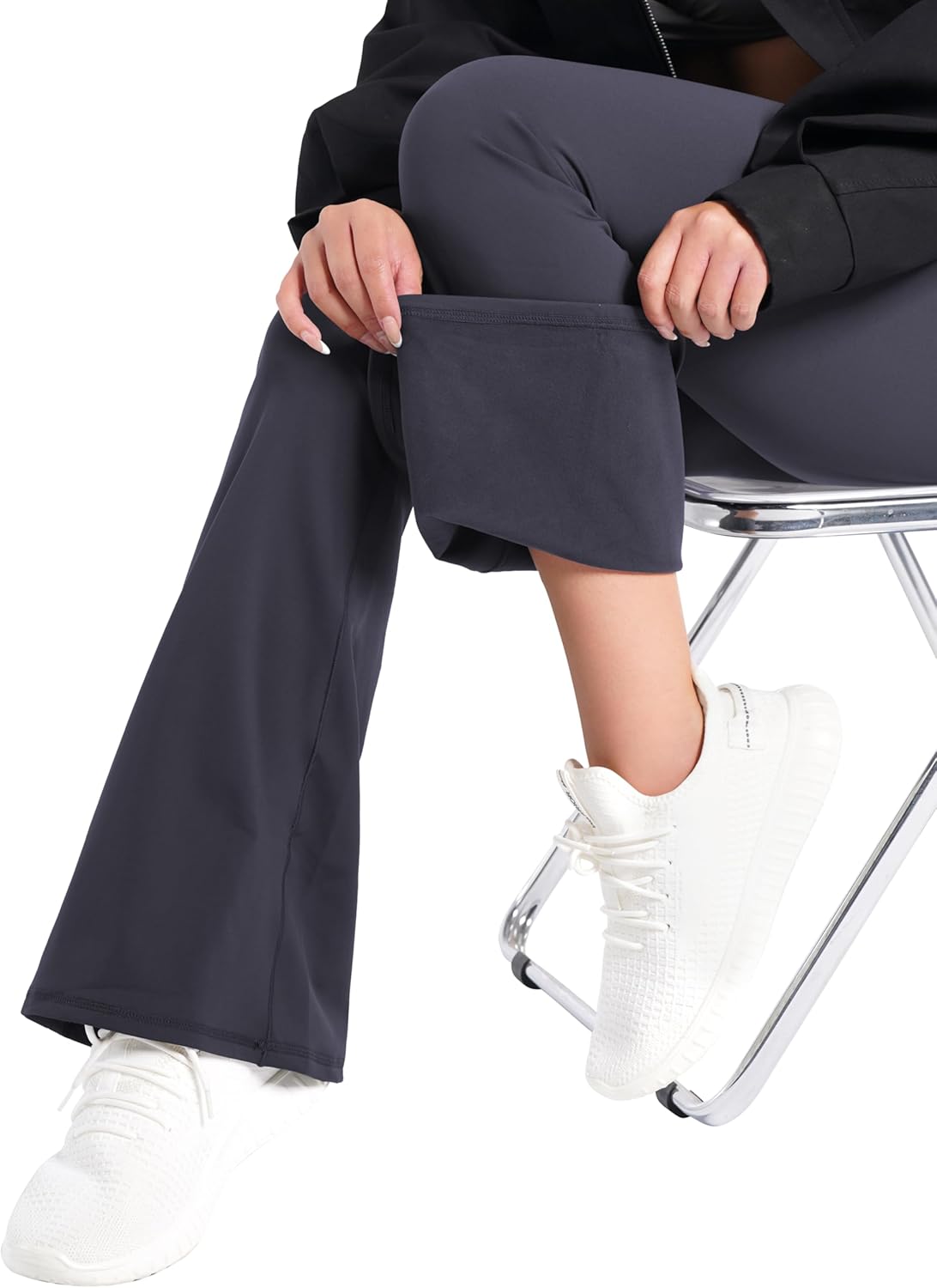 Sunzel Leggings Acampanados, Pantalones de Yoga Cruzados con Control de Abdomen, Cintura Alta y Pierna Ancha