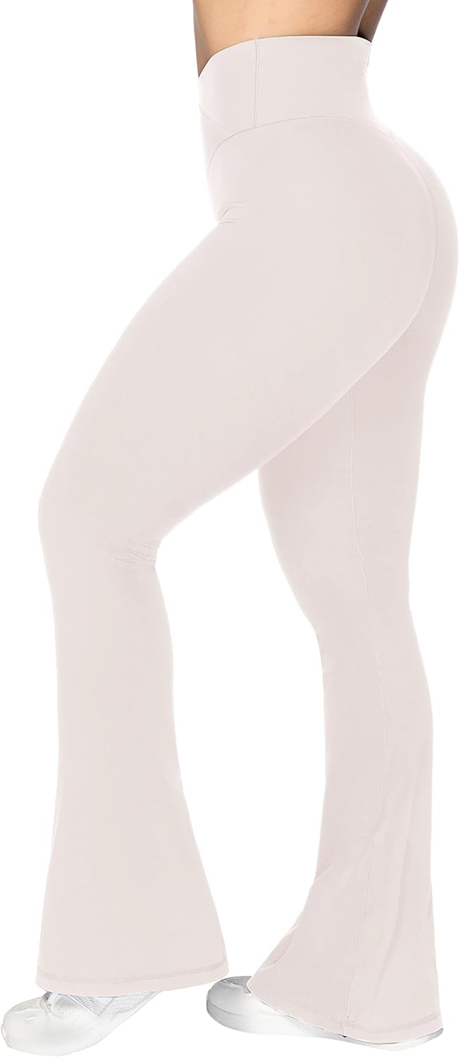 Sunzel Leggings Acampanados, Pantalones de Yoga Cruzados con Control de Abdomen, Cintura Alta y Pierna Ancha