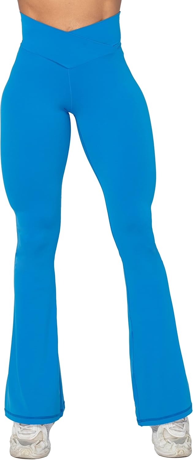 Sunzel Leggings Acampanados, Pantalones de Yoga Cruzados con Control de Abdomen, Cintura Alta y Pierna Ancha