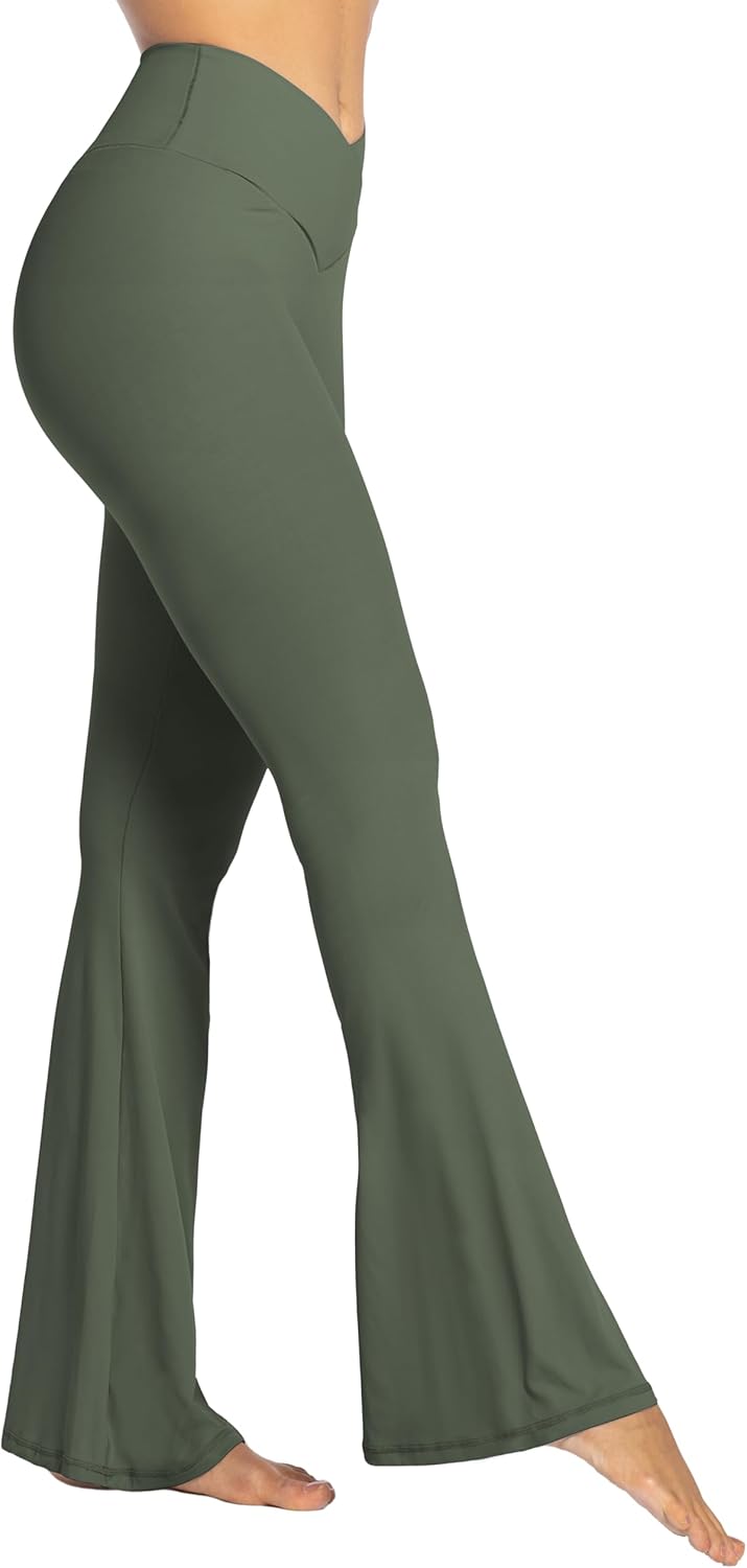 Sunzel Leggings Acampanados, Pantalones de Yoga Cruzados con Control de Abdomen, Cintura Alta y Pierna Ancha