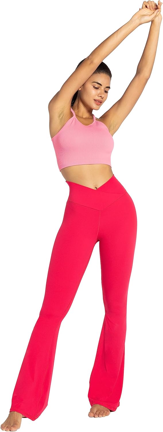 Sunzel Leggings Acampanados, Pantalones de Yoga Cruzados con Control de Abdomen, Cintura Alta y Pierna Ancha