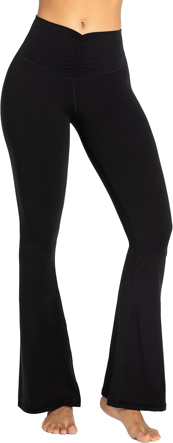 Sunzel Leggings Acampanados, Pantalones de Yoga Cruzados con Control de Abdomen, Cintura Alta y Pierna Ancha