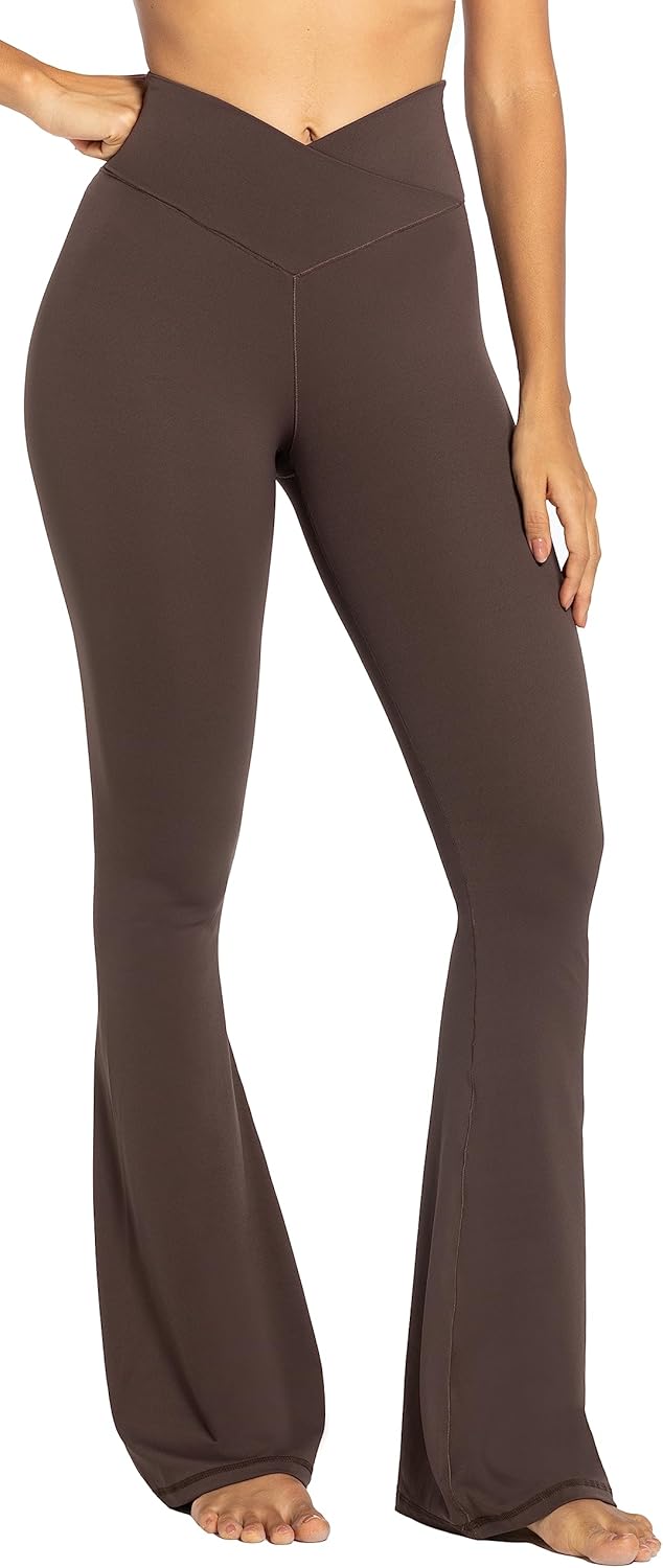 Sunzel Leggings Acampanados, Pantalones de Yoga Cruzados con Control de Abdomen, Cintura Alta y Pierna Ancha