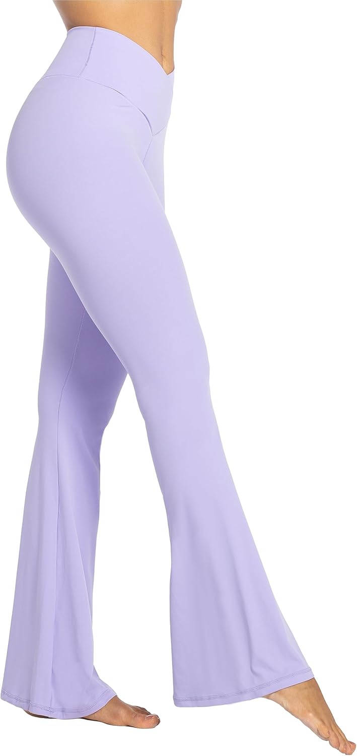 Sunzel Leggings Acampanados, Pantalones de Yoga Cruzados con Control de Abdomen, Cintura Alta y Pierna Ancha