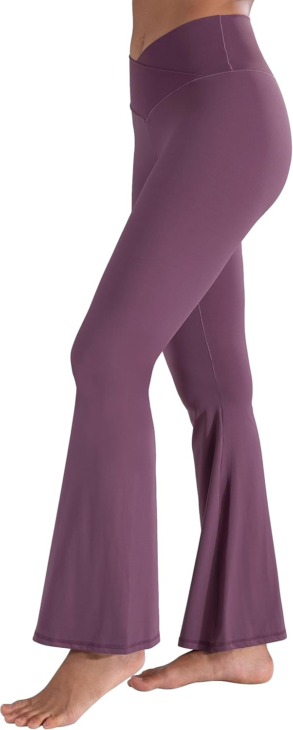 Sunzel Leggings Acampanados, Pantalones de Yoga Cruzados con Control de Abdomen, Cintura Alta y Pierna Ancha
