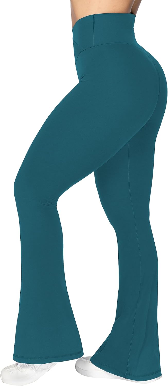Sunzel Leggings Acampanados, Pantalones de Yoga Cruzados con Control de Abdomen, Cintura Alta y Pierna Ancha