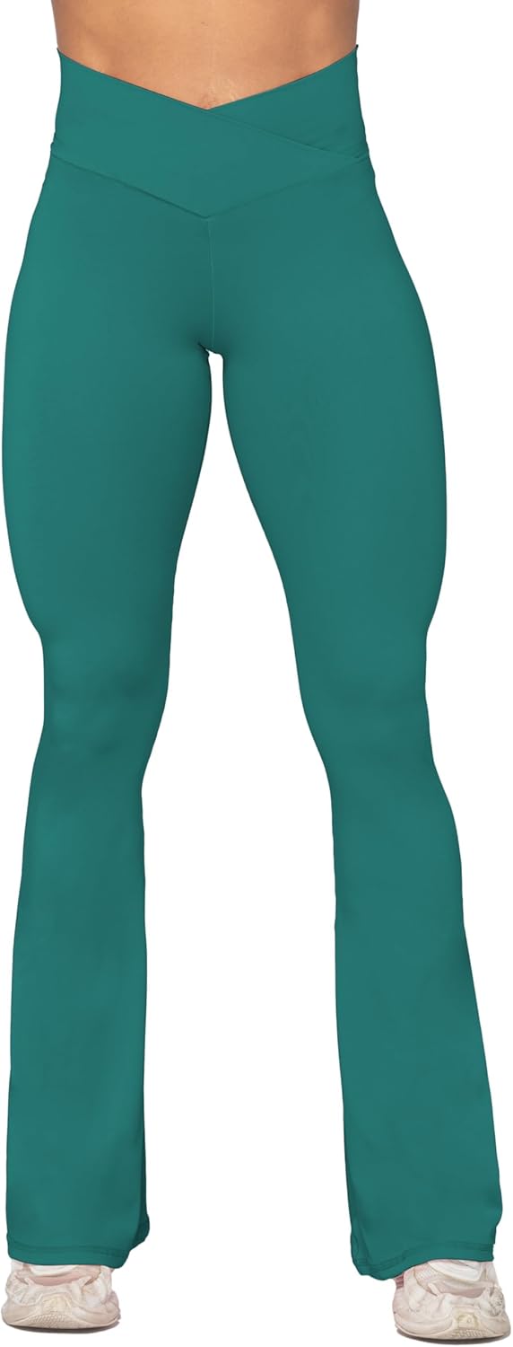 Sunzel Leggings Acampanados, Pantalones de Yoga Cruzados con Control de Abdomen, Cintura Alta y Pierna Ancha