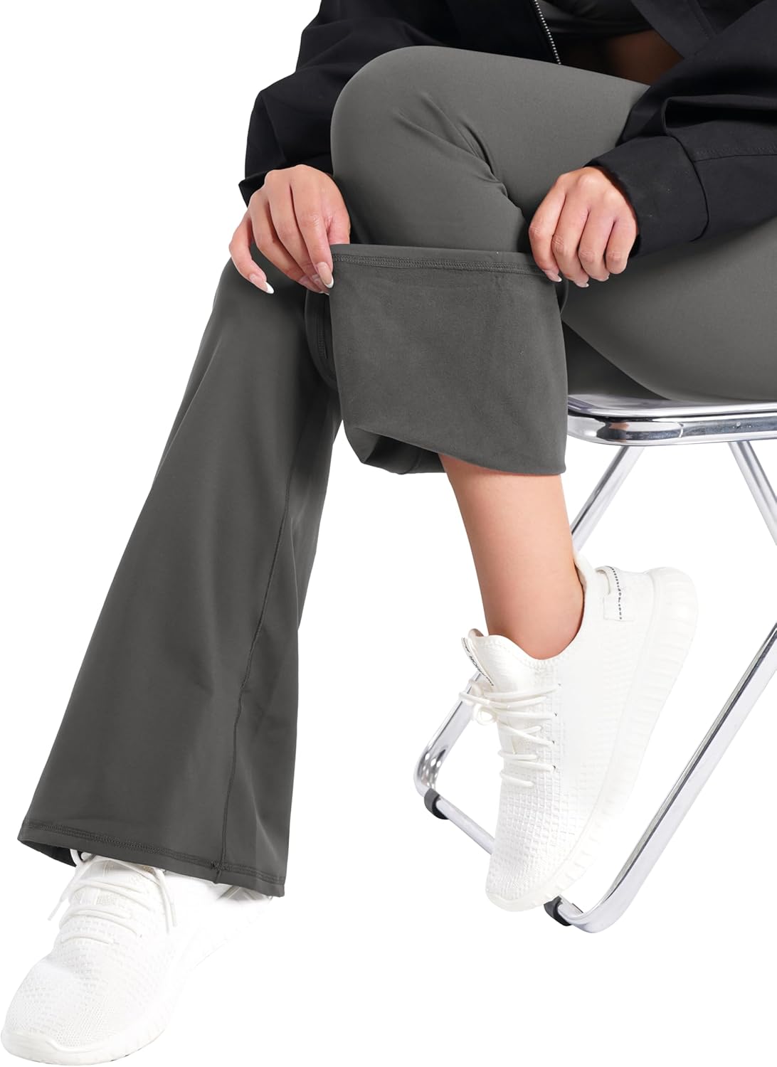 Sunzel Leggings Acampanados, Pantalones de Yoga Cruzados con Control de Abdomen, Cintura Alta y Pierna Ancha