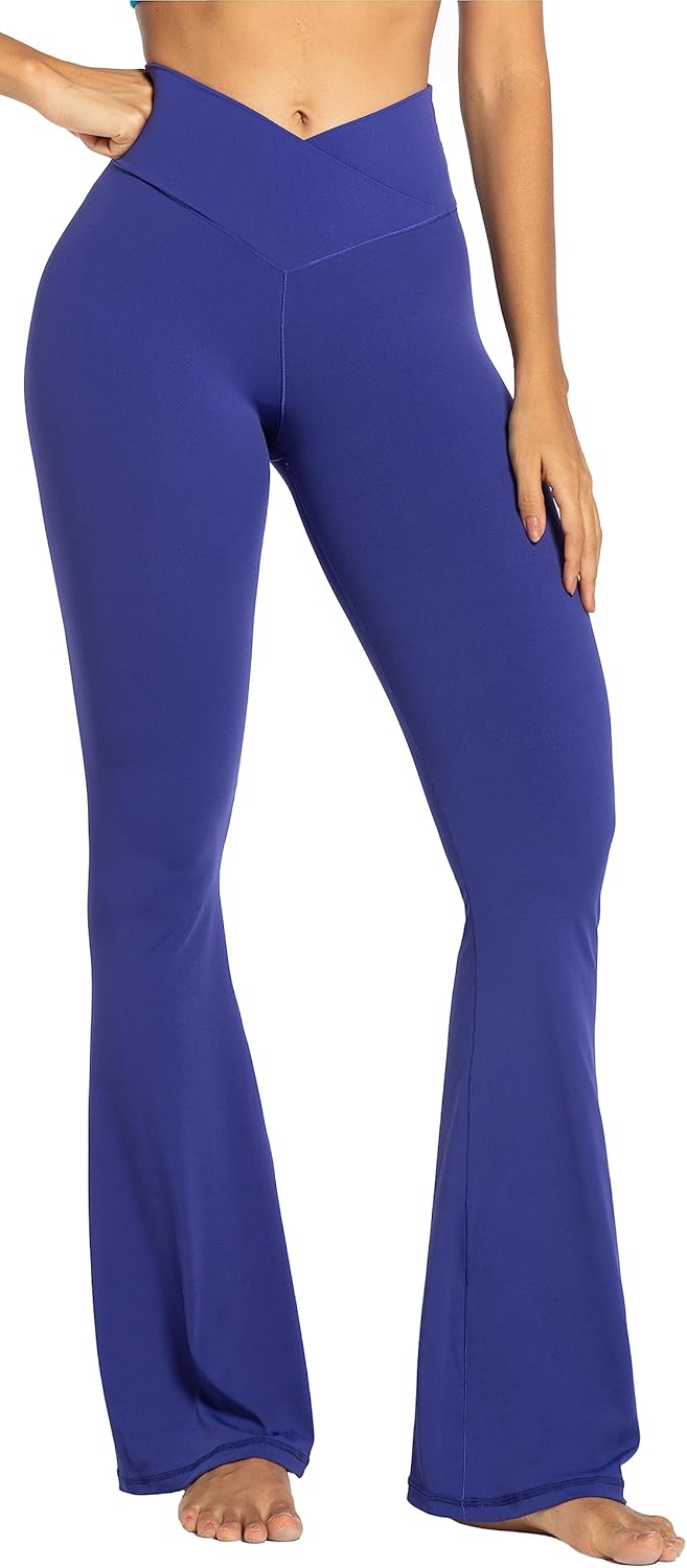 Sunzel Leggings Acampanados, Pantalones de Yoga Cruzados con Control de Abdomen, Cintura Alta y Pierna Ancha