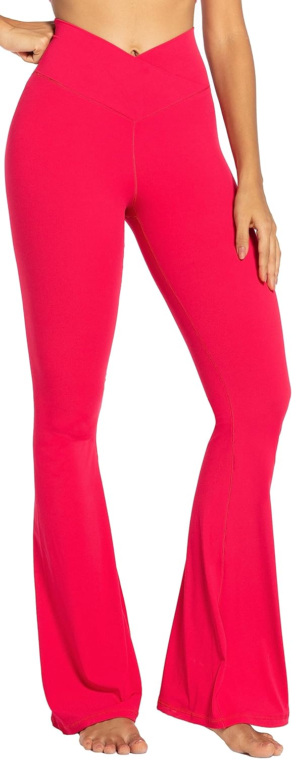 Sunzel Leggings Acampanados, Pantalones de Yoga Cruzados con Control de Abdomen, Cintura Alta y Pierna Ancha