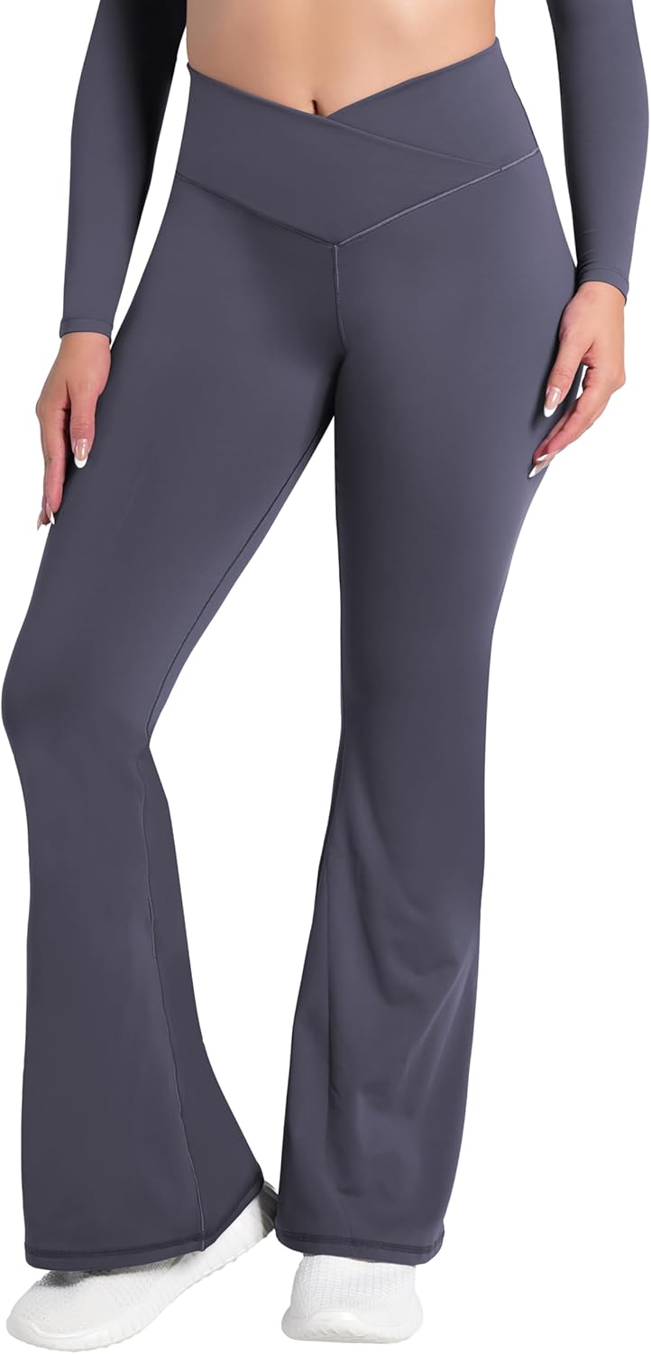 Sunzel Leggings Acampanados, Pantalones de Yoga Cruzados con Control de Abdomen, Cintura Alta y Pierna Ancha