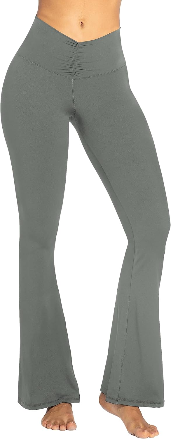 Sunzel Leggings Acampanados, Pantalones de Yoga Cruzados con Control de Abdomen, Cintura Alta y Pierna Ancha