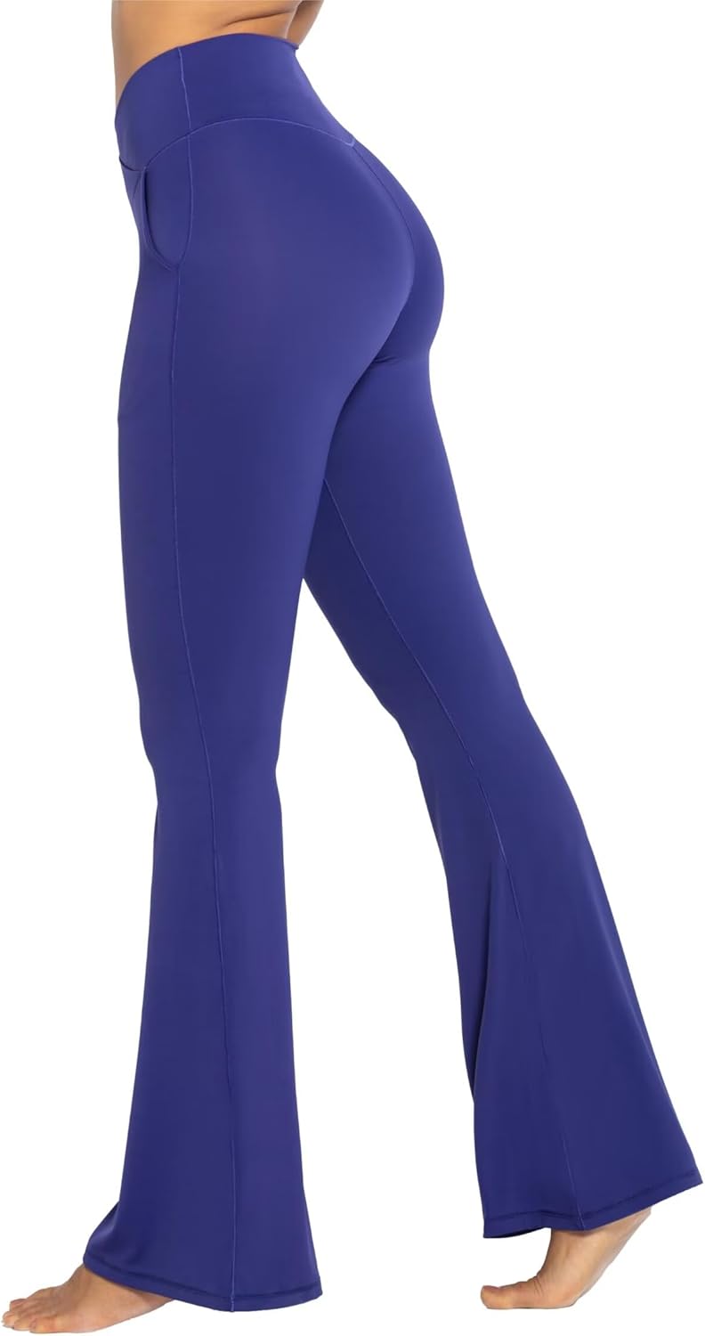 Sunzel Leggings Acampanados, Pantalones de Yoga Cruzados con Control de Abdomen, Cintura Alta y Pierna Ancha