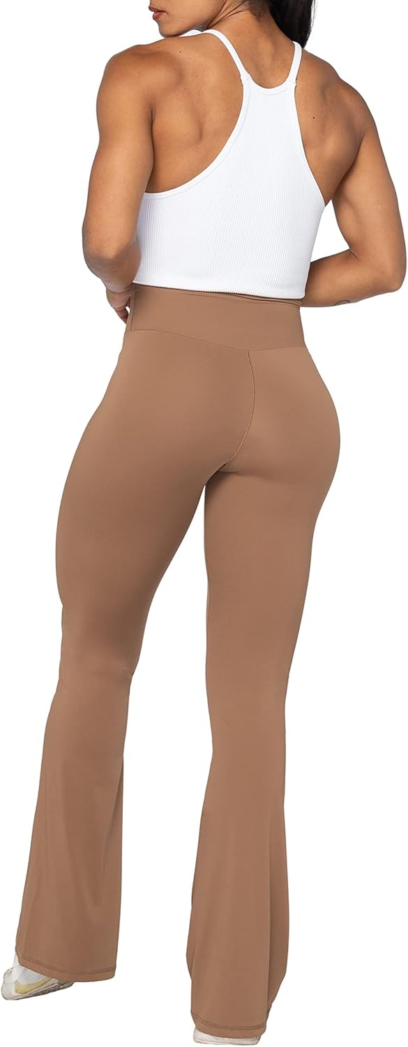 Sunzel Leggings Acampanados, Pantalones de Yoga Cruzados con Control de Abdomen, Cintura Alta y Pierna Ancha