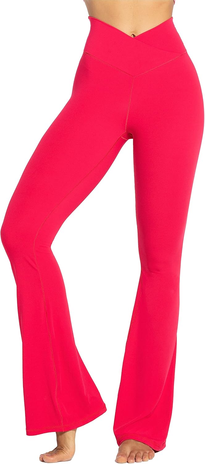 Sunzel Leggings Acampanados, Pantalones de Yoga Cruzados con Control de Abdomen, Cintura Alta y Pierna Ancha