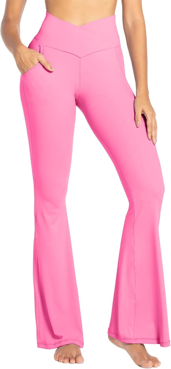 Sunzel Leggings Acampanados, Pantalones de Yoga Cruzados con Control de Abdomen, Cintura Alta y Pierna Ancha