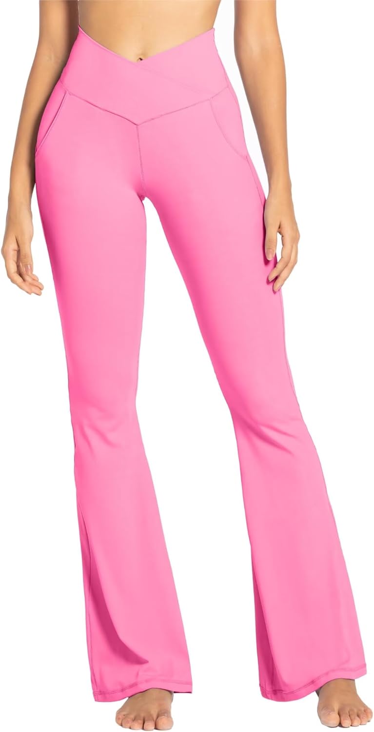 Sunzel Leggings Acampanados, Pantalones de Yoga Cruzados con Control de Abdomen, Cintura Alta y Pierna Ancha