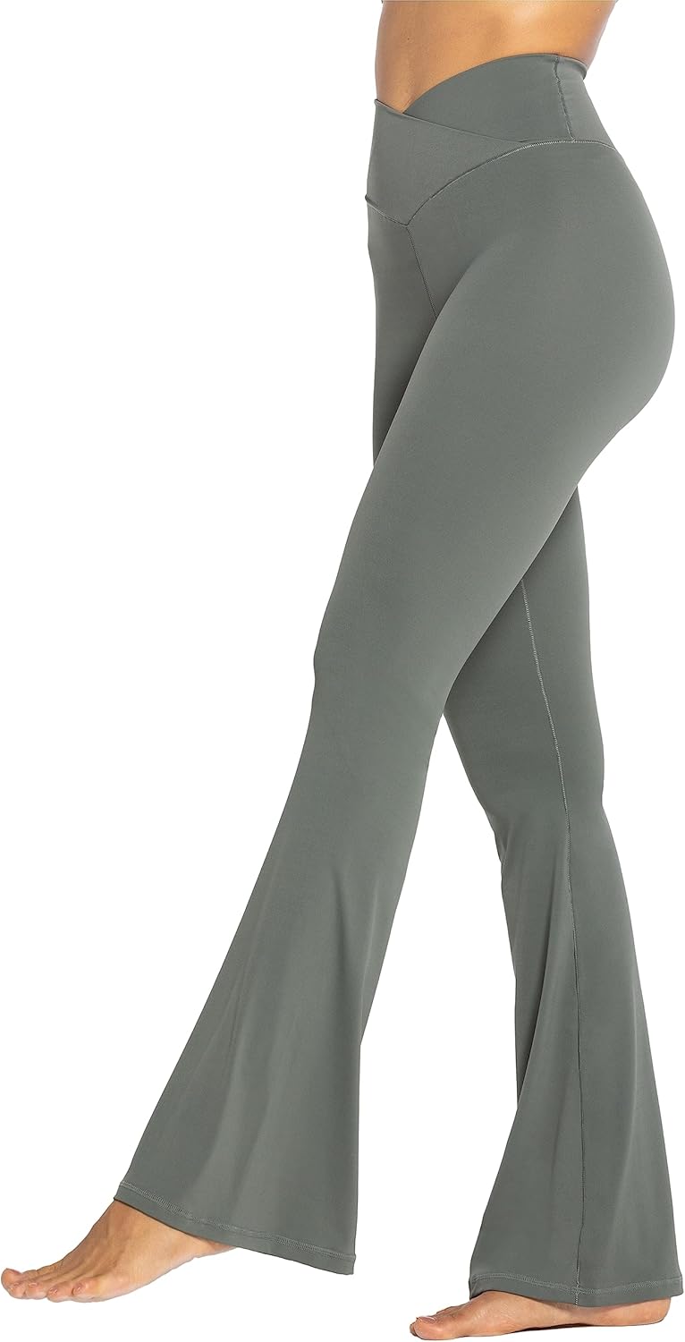 Sunzel Leggings Acampanados, Pantalones de Yoga Cruzados con Control de Abdomen, Cintura Alta y Pierna Ancha