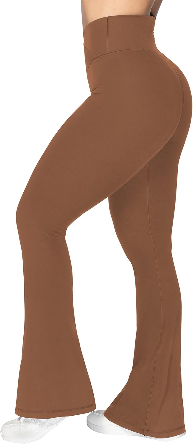 Sunzel Leggings Acampanados, Pantalones de Yoga Cruzados con Control de Abdomen, Cintura Alta y Pierna Ancha