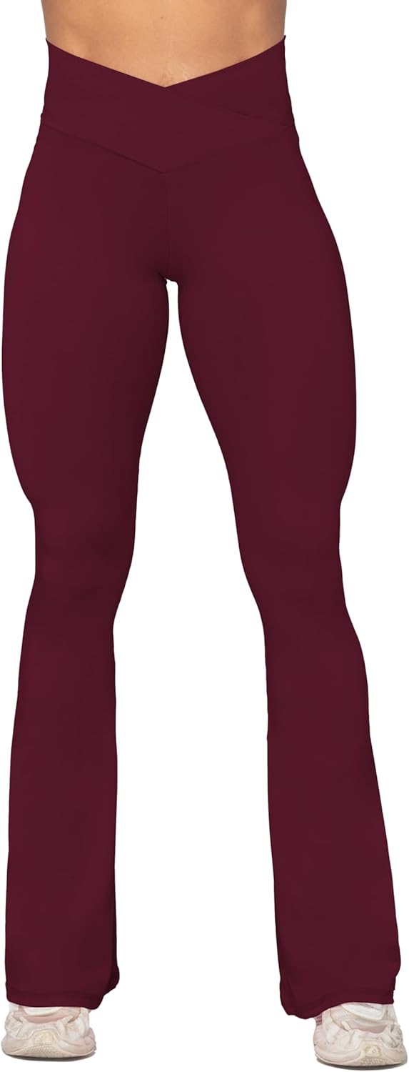 Sunzel Leggings Acampanados, Pantalones de Yoga Cruzados con Control de Abdomen, Cintura Alta y Pierna Ancha