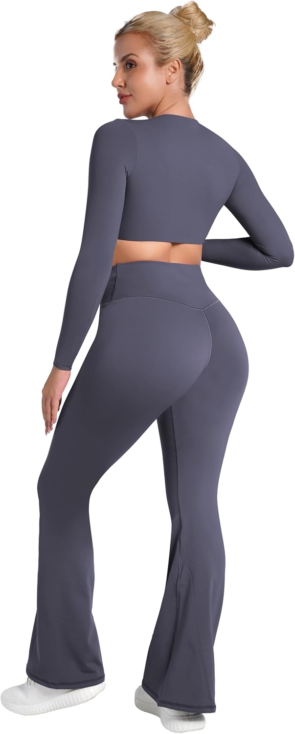 Sunzel Leggings Acampanados, Pantalones de Yoga Cruzados con Control de Abdomen, Cintura Alta y Pierna Ancha