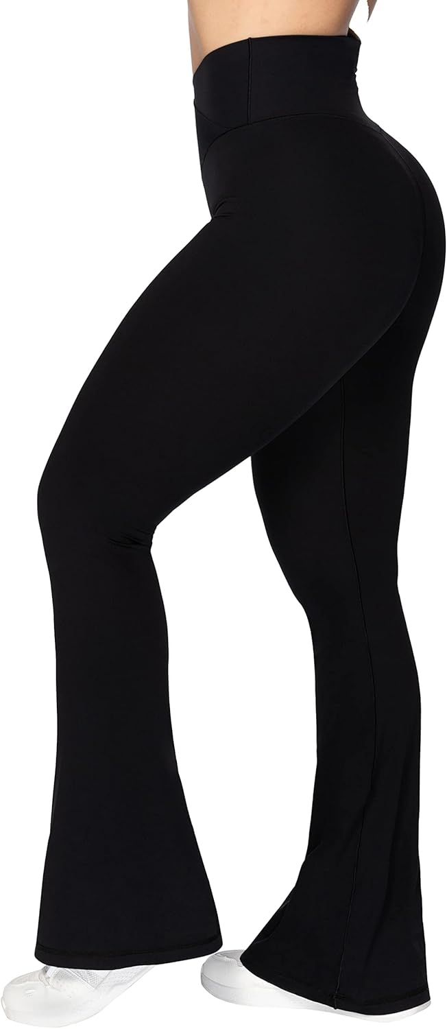 Sunzel Leggings Acampanados, Pantalones de Yoga Cruzados con Control de Abdomen, Cintura Alta y Pierna Ancha