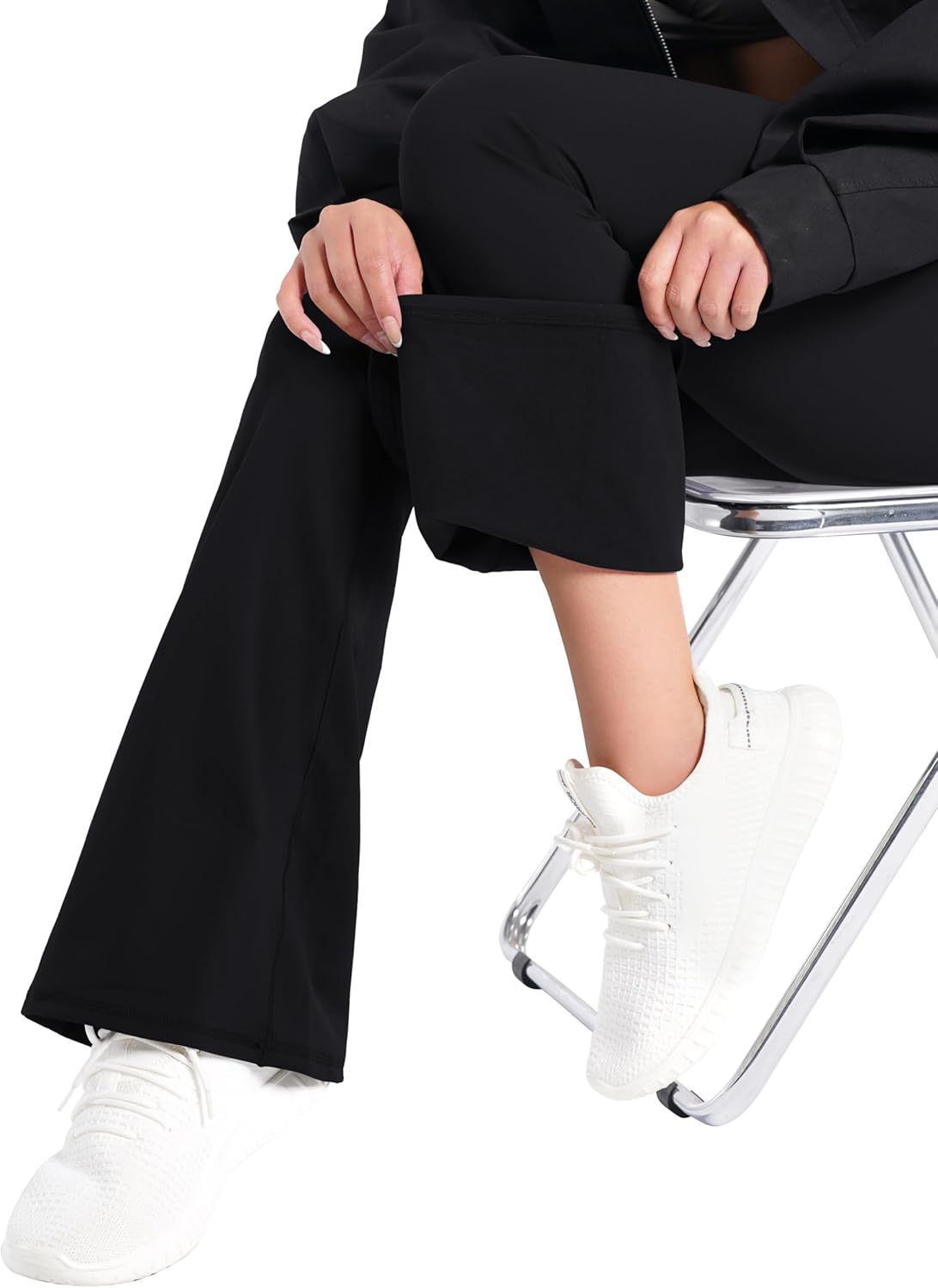 Sunzel Leggings Acampanados, Pantalones de Yoga Cruzados con Control de Abdomen, Cintura Alta y Pierna Ancha