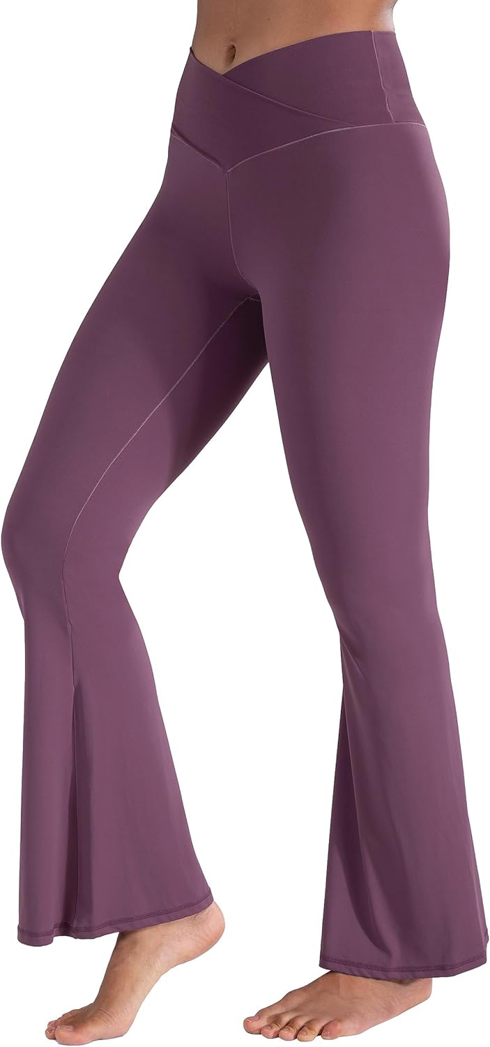 Sunzel Leggings Acampanados, Pantalones de Yoga Cruzados con Control de Abdomen, Cintura Alta y Pierna Ancha