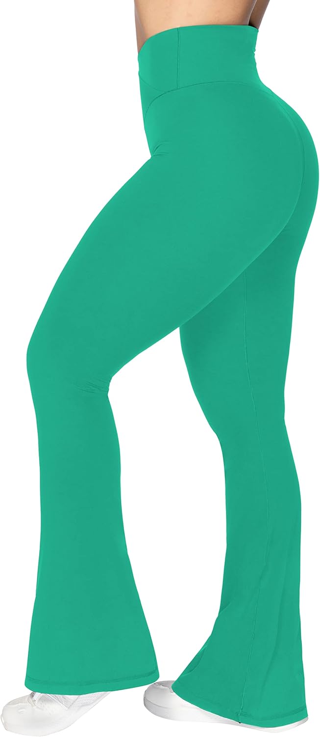 Sunzel Leggings Acampanados, Pantalones de Yoga Cruzados con Control de Abdomen, Cintura Alta y Pierna Ancha