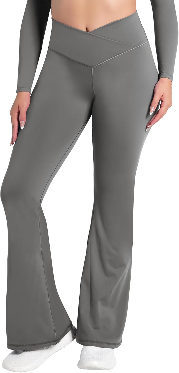 Sunzel Leggings Acampanados, Pantalones de Yoga Cruzados con Control de Abdomen, Cintura Alta y Pierna Ancha