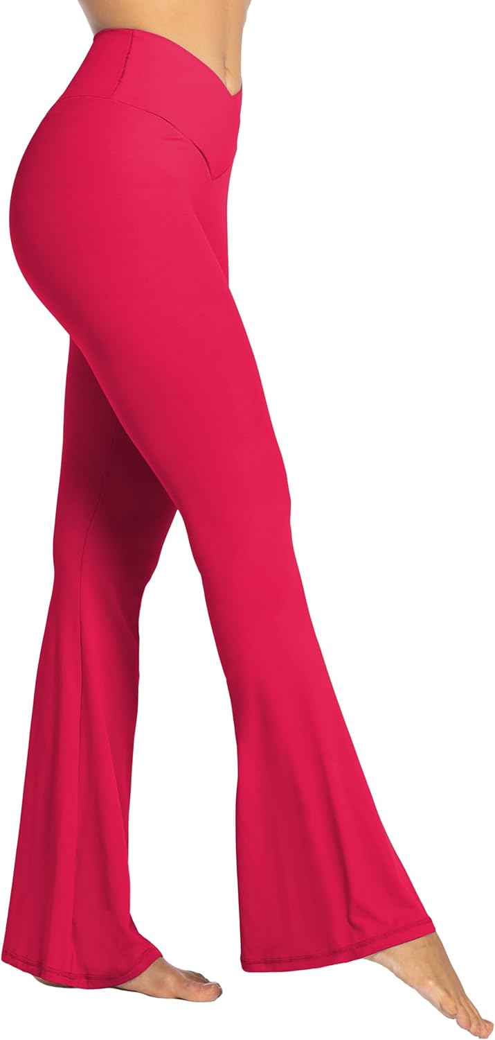 Sunzel Leggings Acampanados, Pantalones de Yoga Cruzados con Control de Abdomen, Cintura Alta y Pierna Ancha