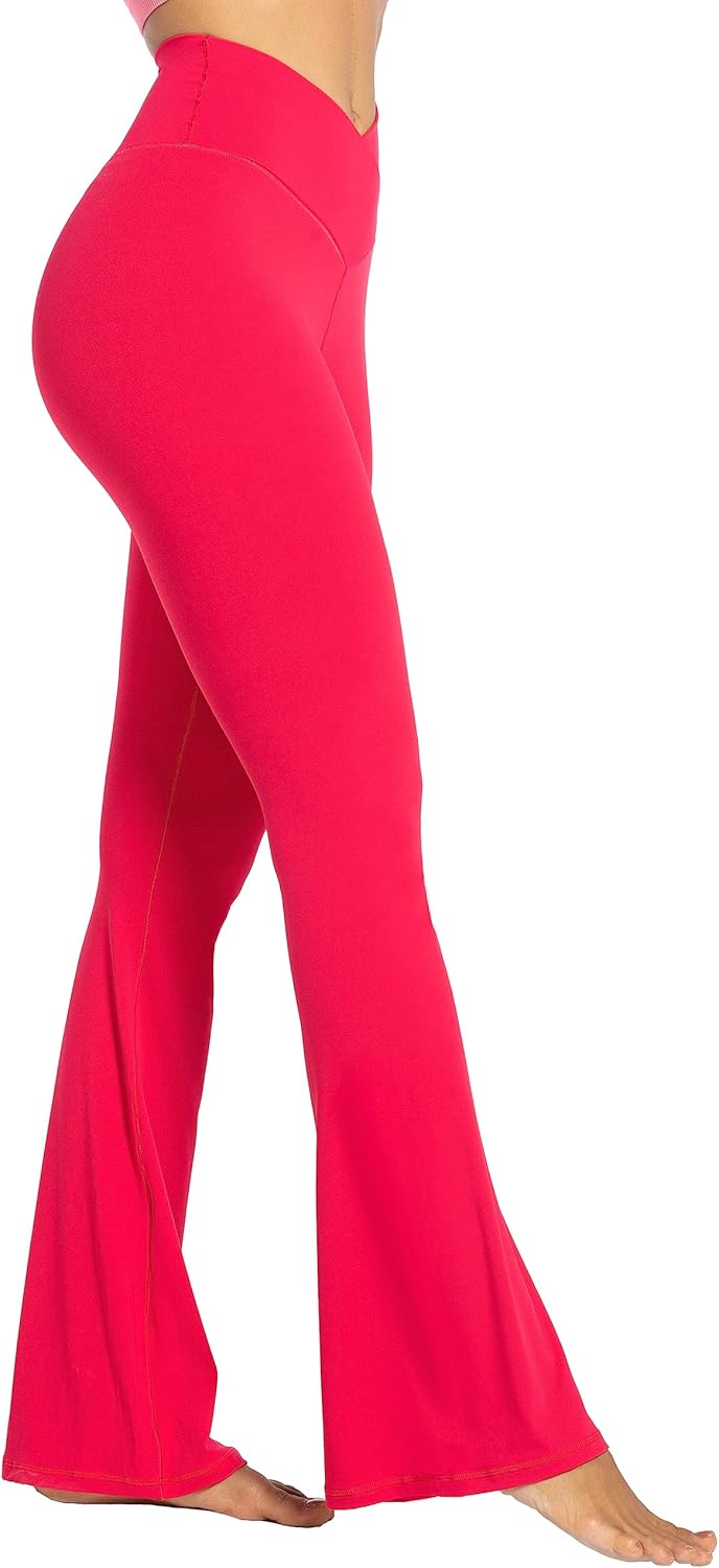 Sunzel Leggings Acampanados, Pantalones de Yoga Cruzados con Control de Abdomen, Cintura Alta y Pierna Ancha